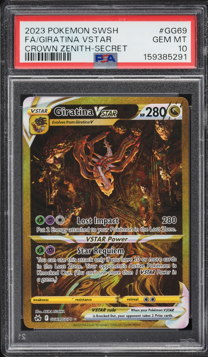 2023 Pokemon Sword & Shield Crown Zenith Gold Rare Giratina VSTAR #GG69 PSA 10 GEM MINT