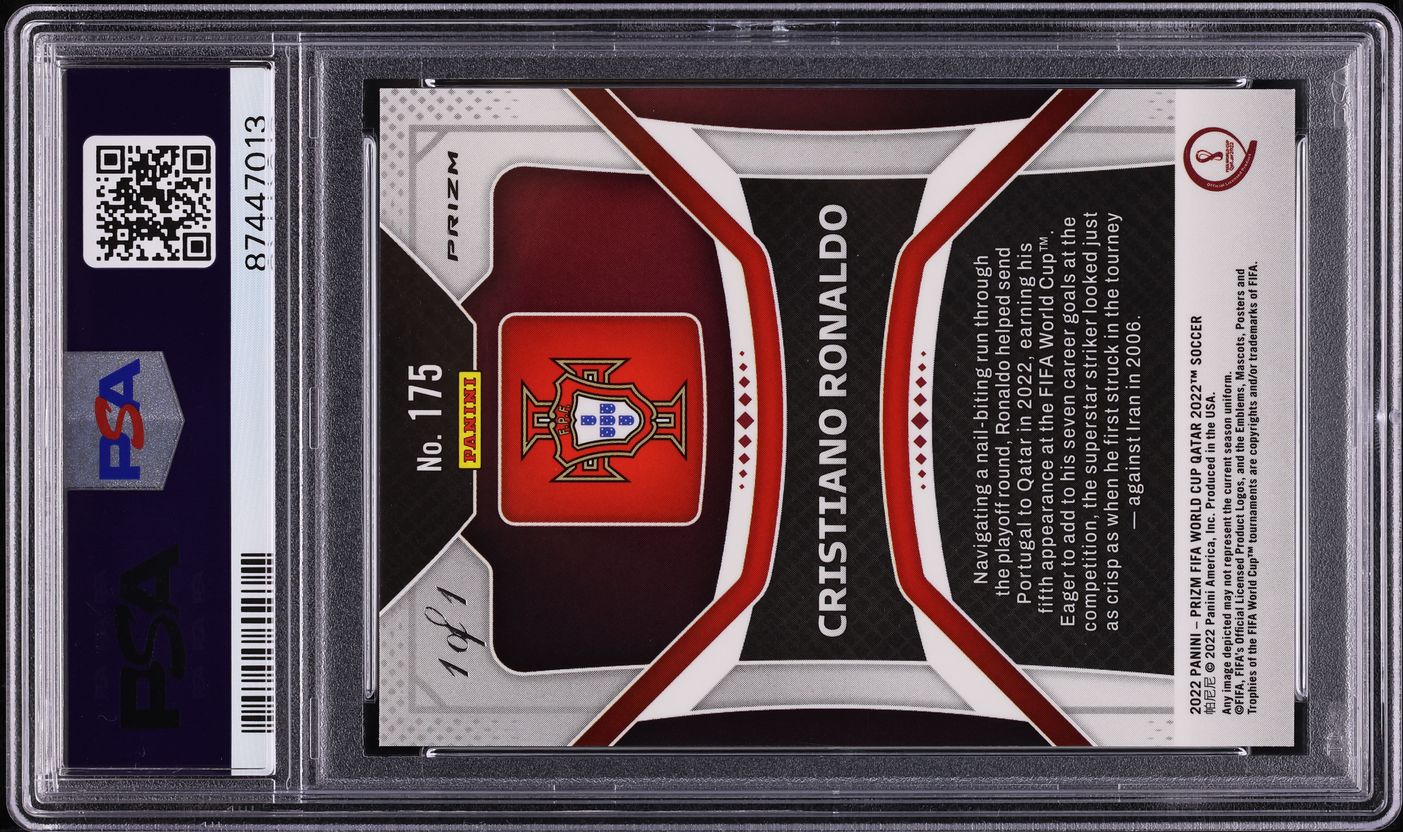 2022 Panini Prizm World Cup Qatar Black Cristiano Ronaldo 1/1 #175 PSA 5 EX