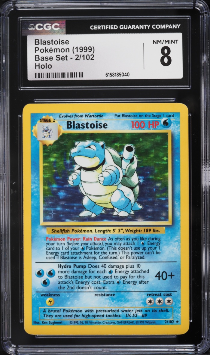 1999 Pokemon Base Set Holo Blastoise #2 CGC 8 NM-MT