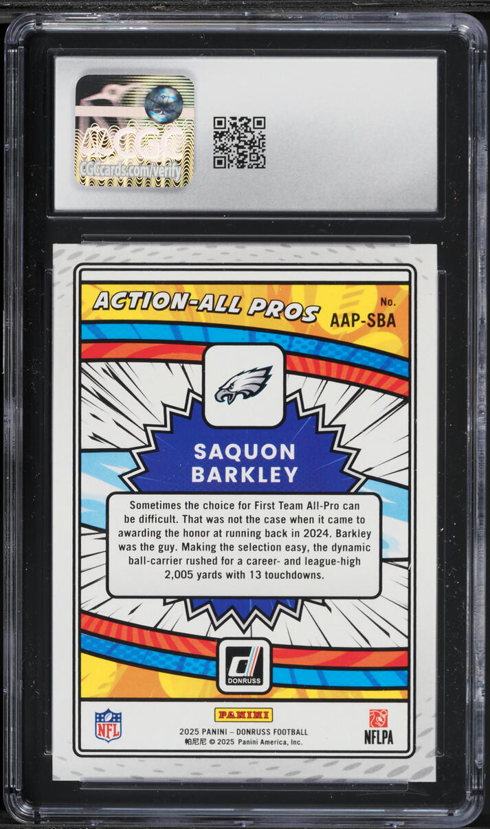 2025 Donruss Action-All Pros Saquon Barkley #AAP-SBA CGC 9.5 MINT+