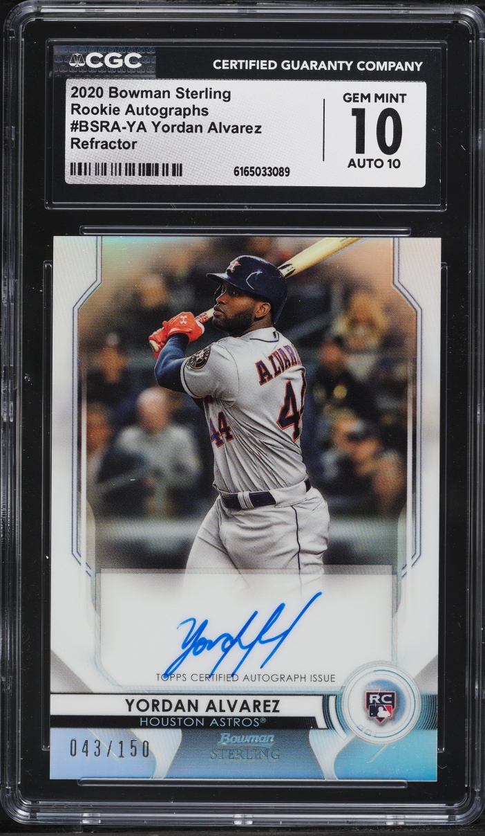 2020 Bowman Sterling Refractor Yordan Alvarez ROOKIE AUTO /150 #BSRA-YA CGC 10 GEM MINT