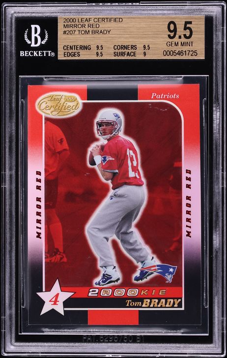 2000 Leaf Certified Mirror Red Tom Brady ROOKIE #207 BGS 9.5 GEM MINT