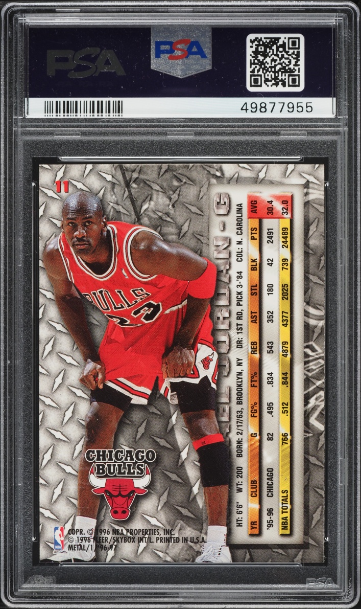 1996 Metal Basketball Michael Jordan #11 PSA 9 MINT