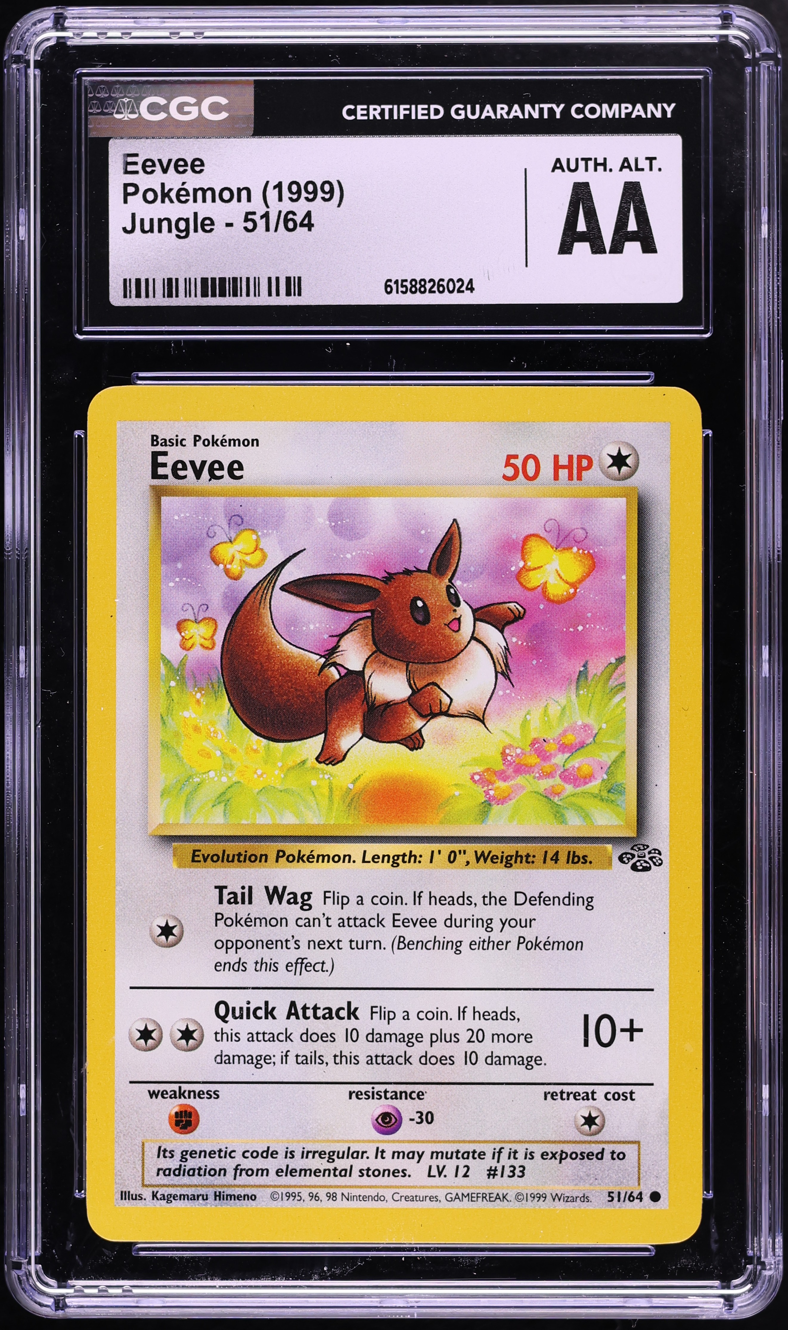 1999 Pokemon Jungle Eevee #51 CGC ALTERED AUTH