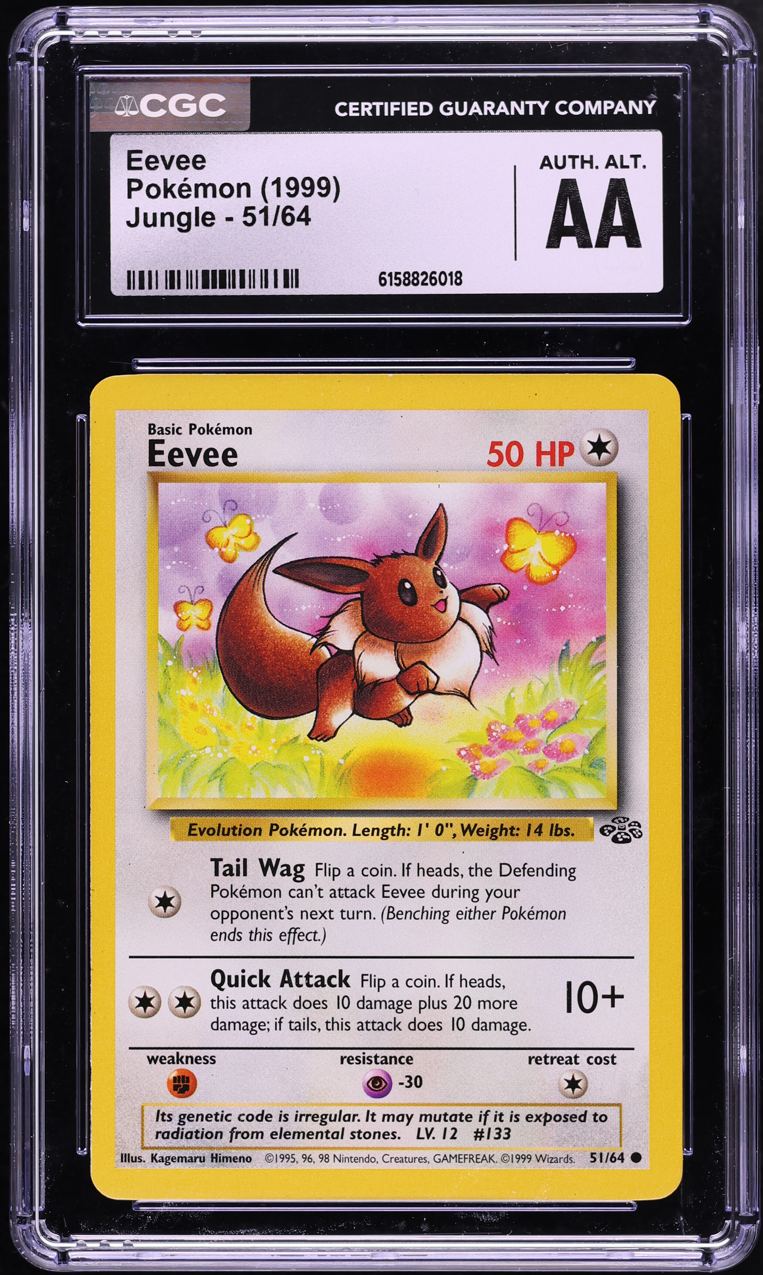 1999 Pokemon Jungle Eevee #51 CGC ALTERED AUTH