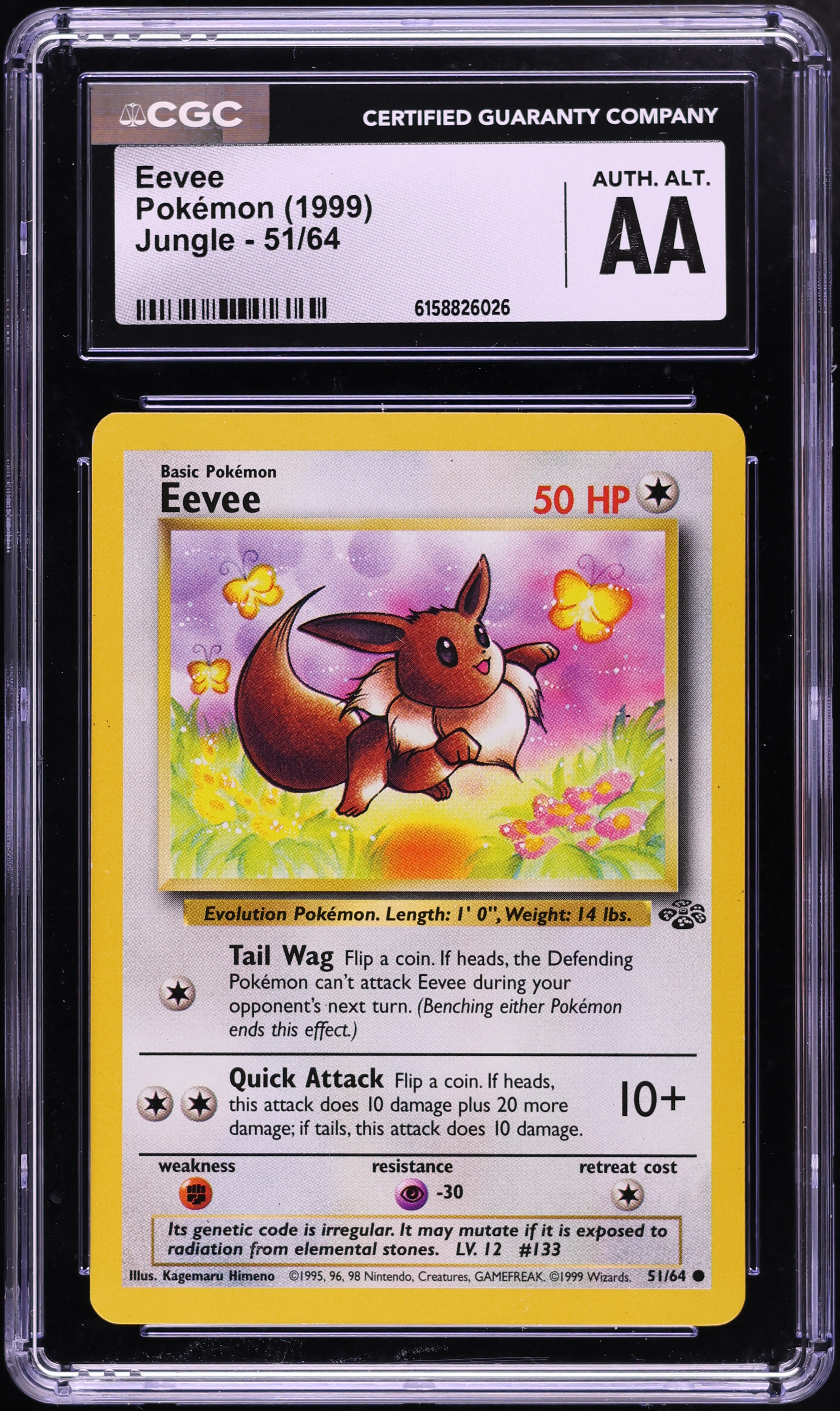 1999 Pokemon Jungle Eevee #51 CGC ALTERED AUTH
