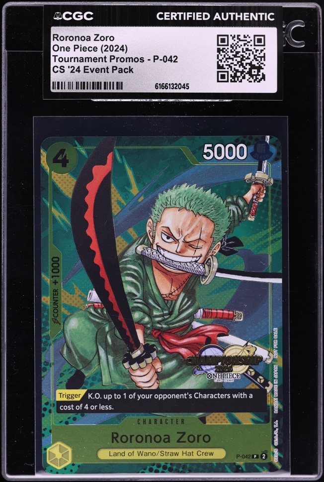 2024 One Piece Tournament Promo Championship '24 Event Pack Roronoa Zoro #P-042 CGC AUTH