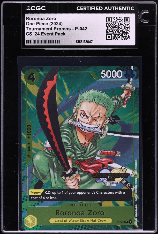 2024 One Piece Tournament Promo Championship Event Pack Roronoa Zoro #P-042 CGC AUTH