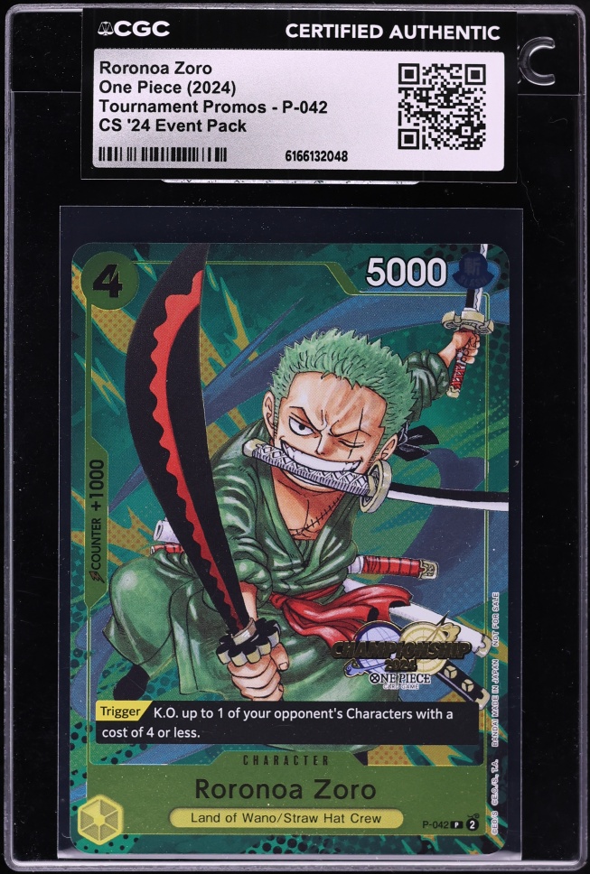 2024 One Piece Tournament Promo Championship Event Pack Roronoa Zoro #P-042 CGC AUTH