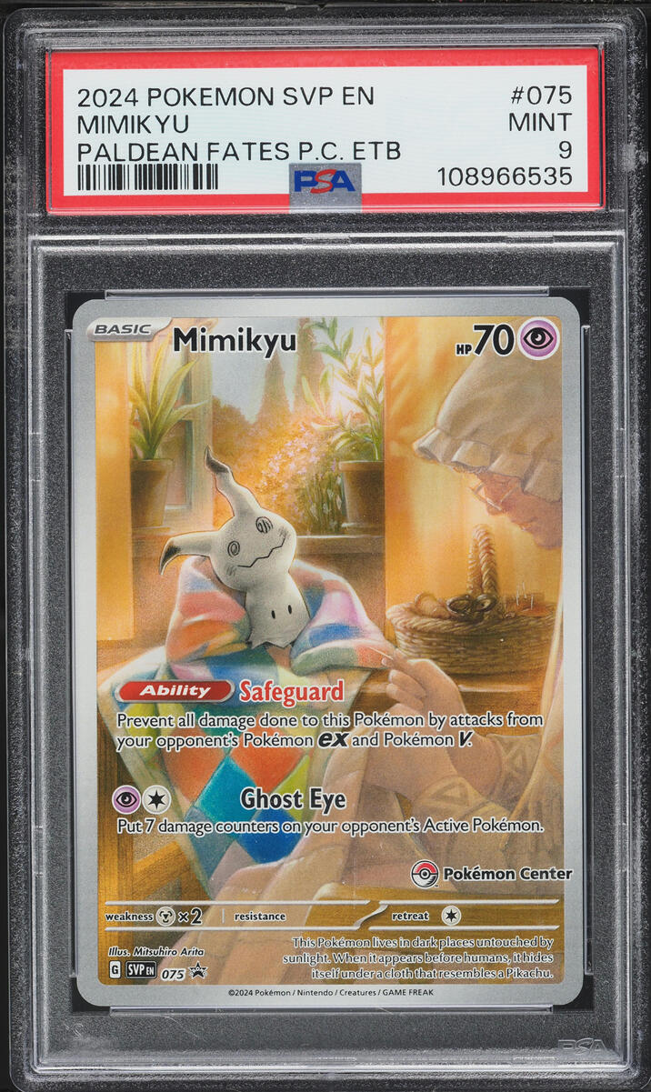2024 Pokemon Scarlet & Violet Promo Paldean Fates Center ETB Alt Art Mimikyu #75 PSA 9 MINT