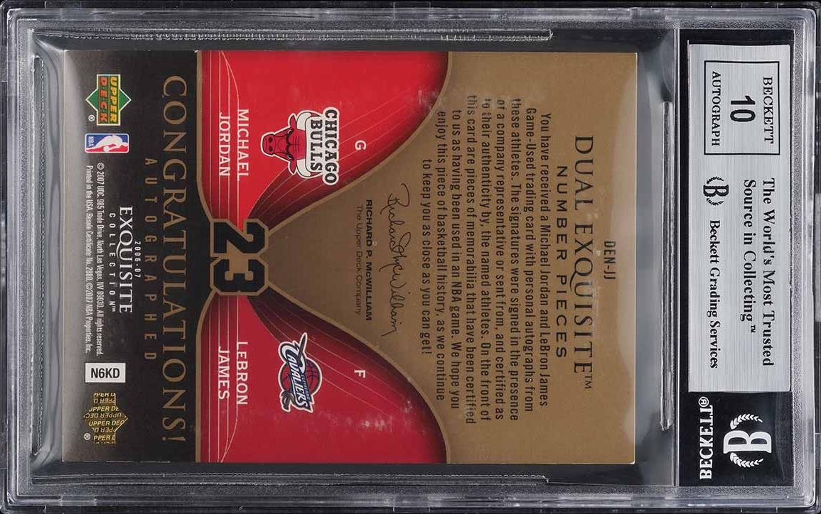 2006 Exquisite Collection Michael Jordan & LeBron James PATCH AUTO /23 BGS  9 on Fanatics Collect
