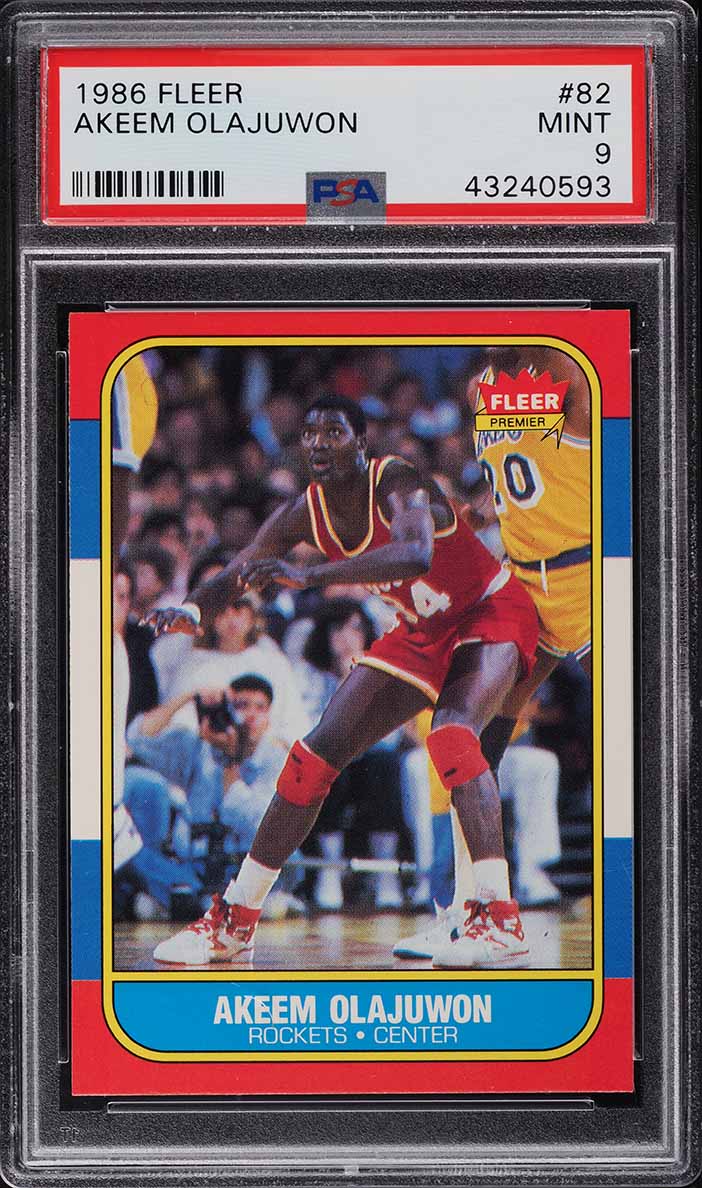 1986 Fleer Basketball Hakeem Olajuwon ROOKIE #82 PSA 9 MINT
