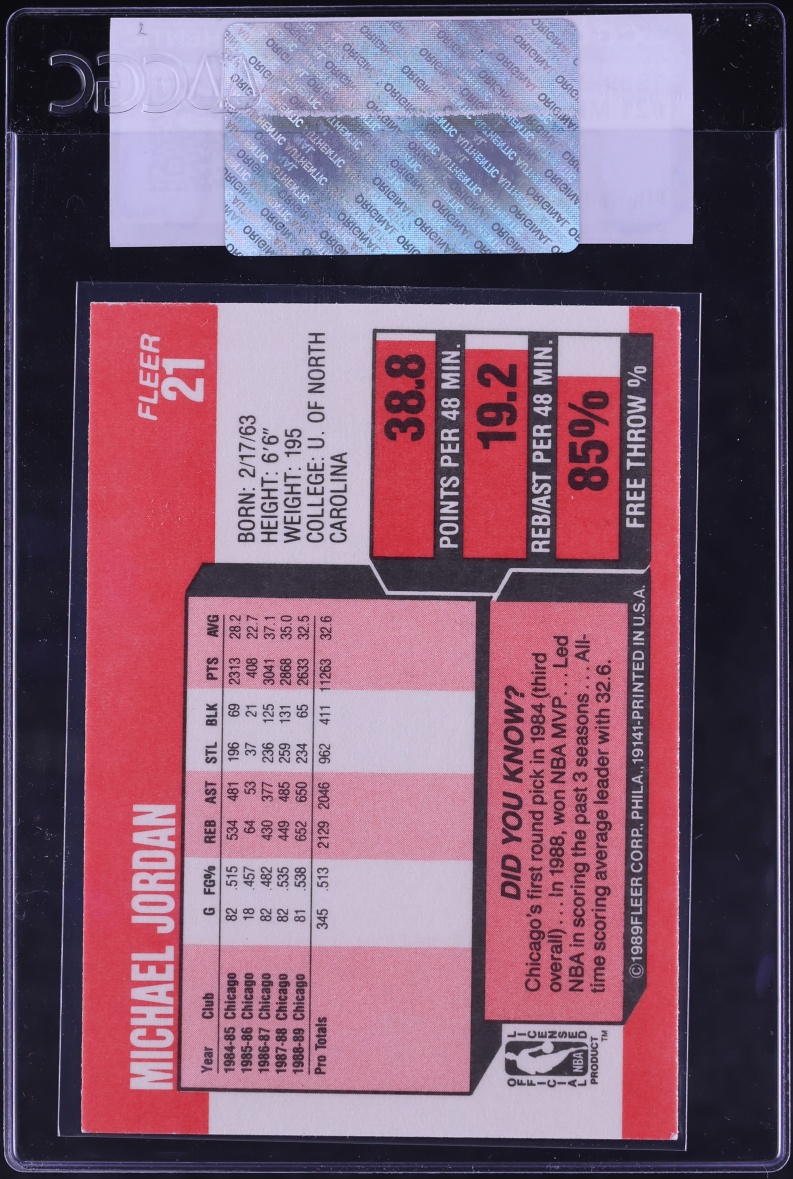 1989 Fleer Basketball Michael Jordan #21 CGC AUTH