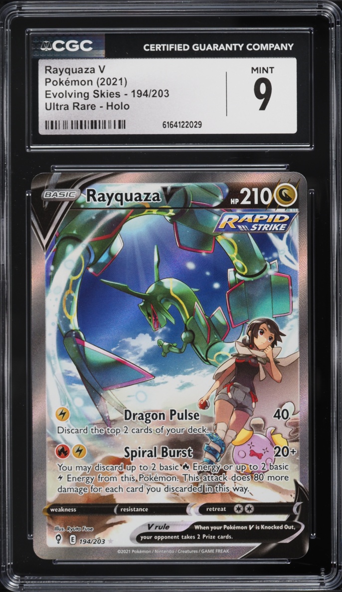 2021 Pokemon Sword & Shield Evolving Skies Alt Art Rayquaza V #194 CGC 9 MINT