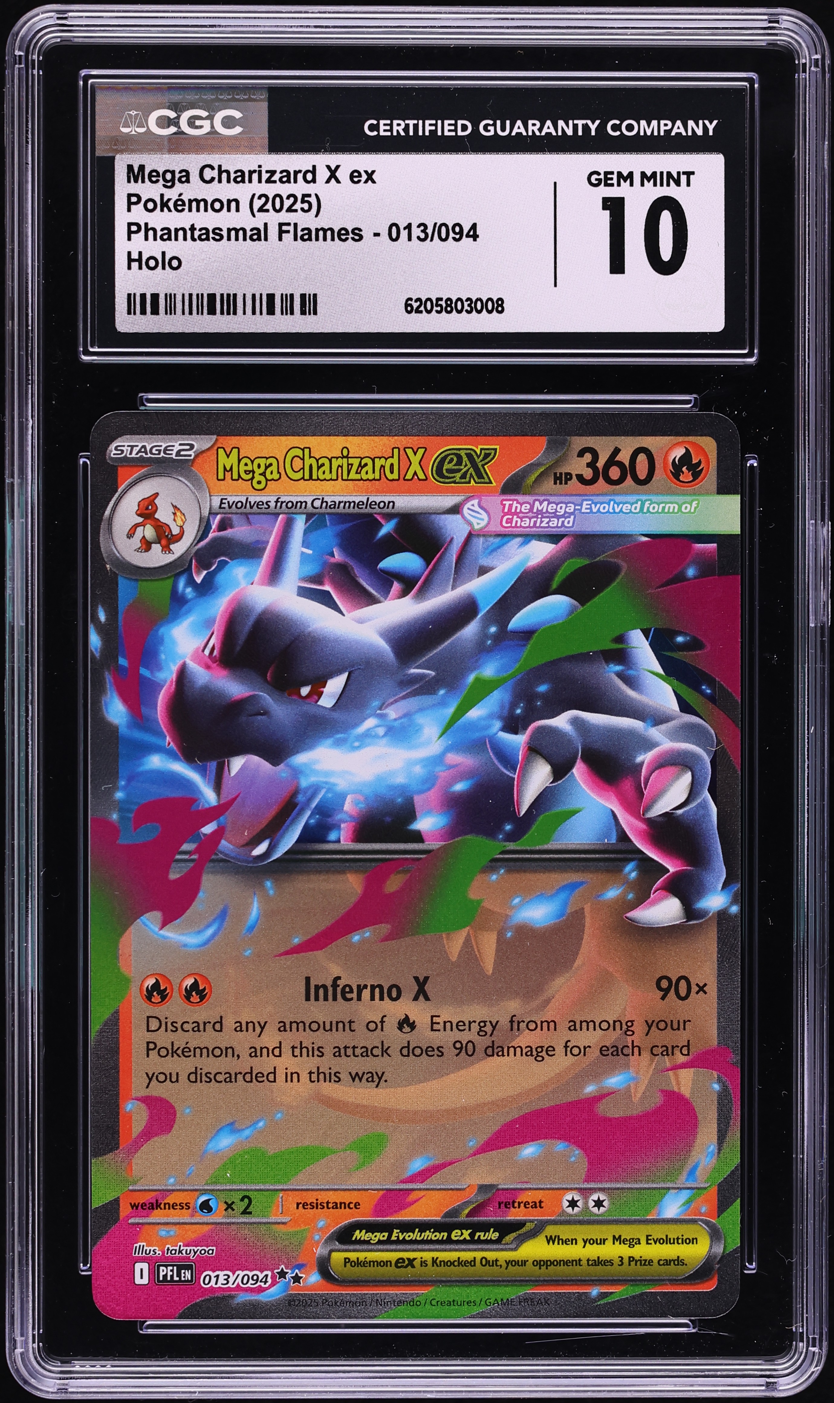 2025 Pokemon Mega Evolution Phantasmal Flames Holo Mega Charizard X Ex #13 CGC 10 GEM MINT