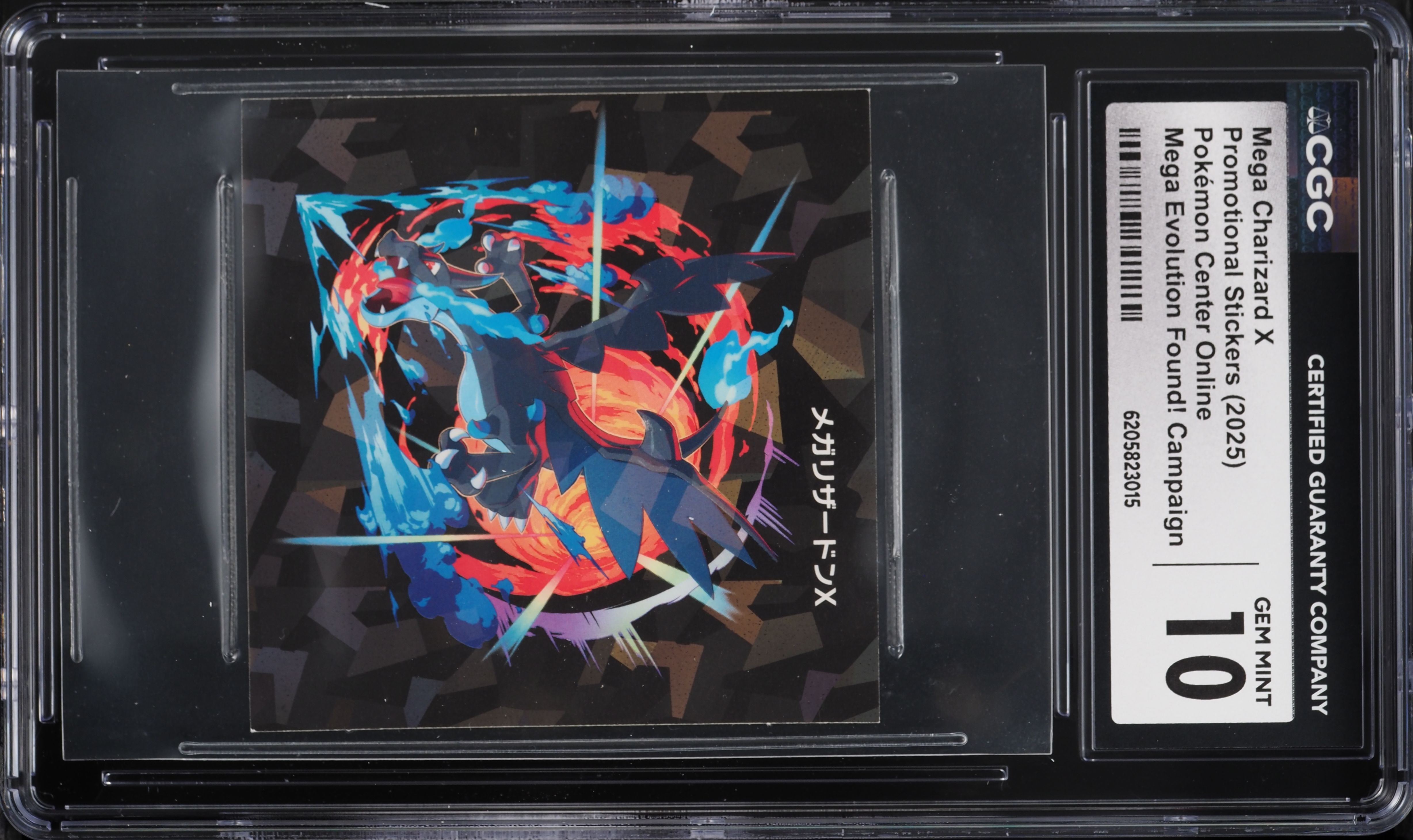 2025 Pokemon Japanese Center Promo Stickers Mega Evolution Found! Mega Charizard X CGC 10 GEM