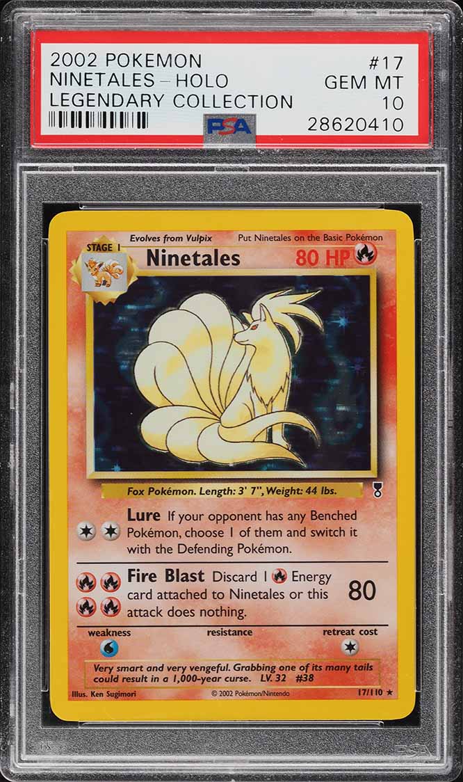 1996 Pokemon Japanese Base Set No Rarity Symbol Holo Ninetales #38