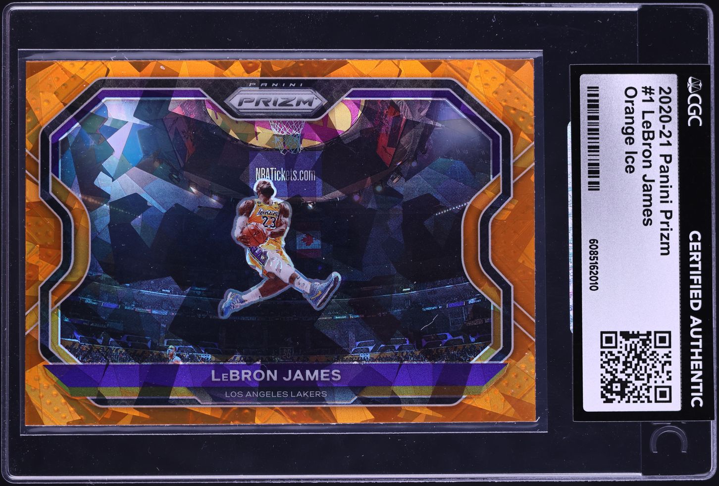 2020 Panini Prizm Orange Ice LeBron James #1 CGC AUTH