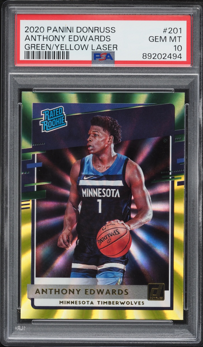 2020 Donruss Green Yellow Laser Anthony Edwards ROOKIE #201 PSA 10 GEM MINT