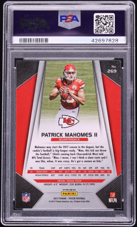 2017 Panini Prizm Green Patrick Mahomes II ROOKIE #269 PSA 10 GEM MINT