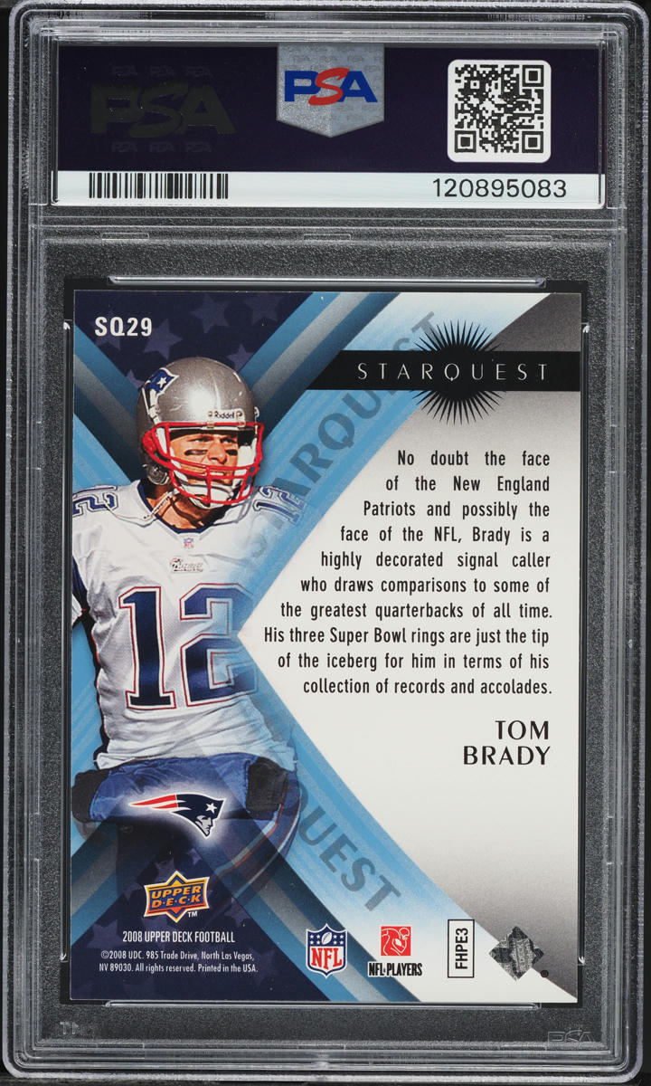 2008 Upper Deck Starquest Rainbow Blue Tom Brady #SQ29 PSA 9 MINT