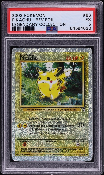 2002 Pokemon Legendary Collection Reverse Holo Pikachu #86 PSA 5 EX
