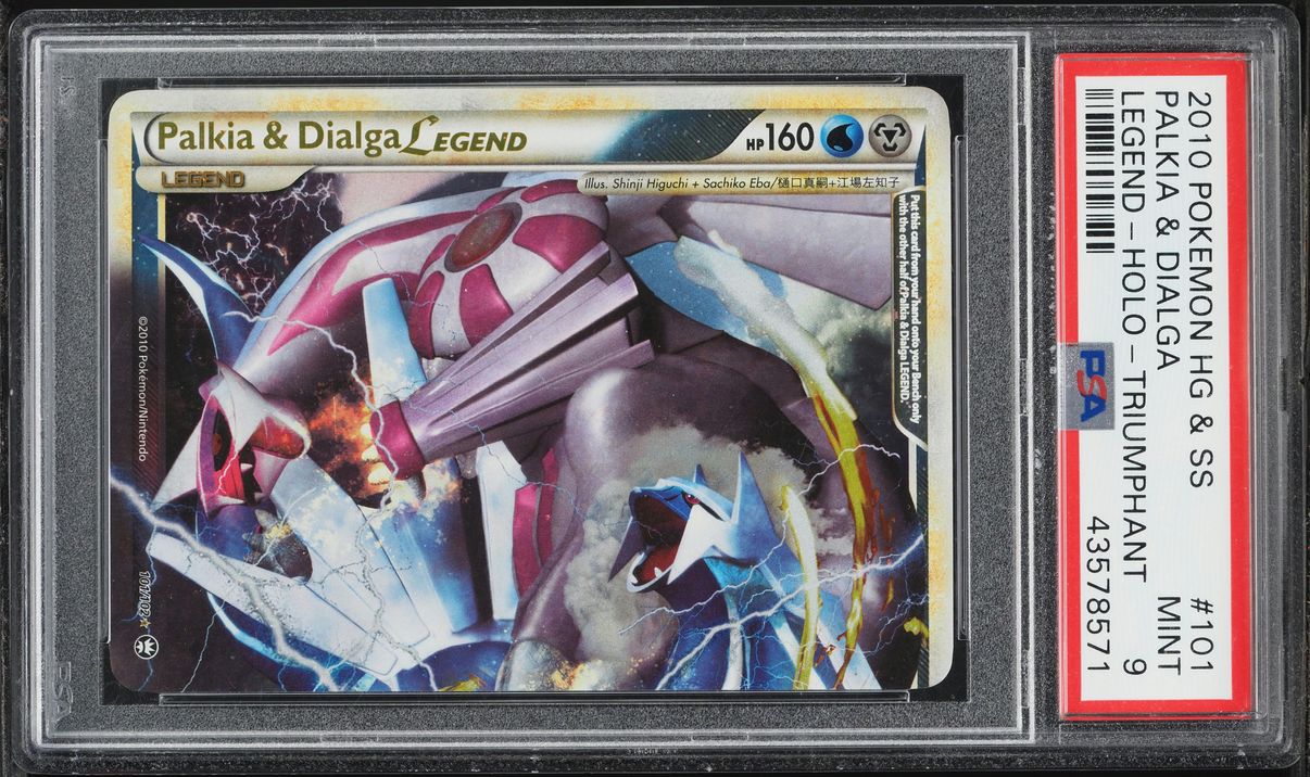 2010 Pokemon HGSS Triumphant Holo Palkia & Dialga Legend #101 PSA 9 MINT