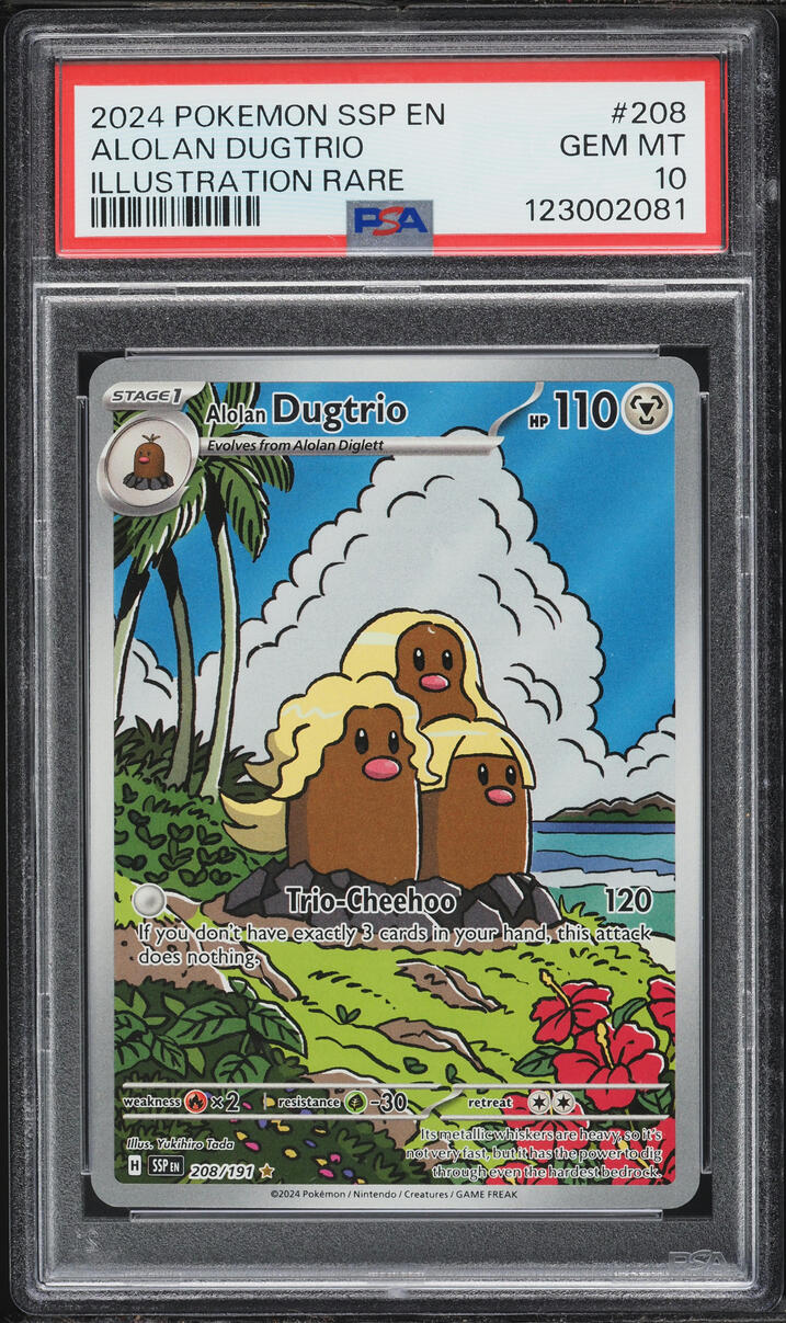 2024 Pokemon Scarlet & Violet Surging Sparks IR Alolan Dugtrio #208 PSA 10 GEM MINT
