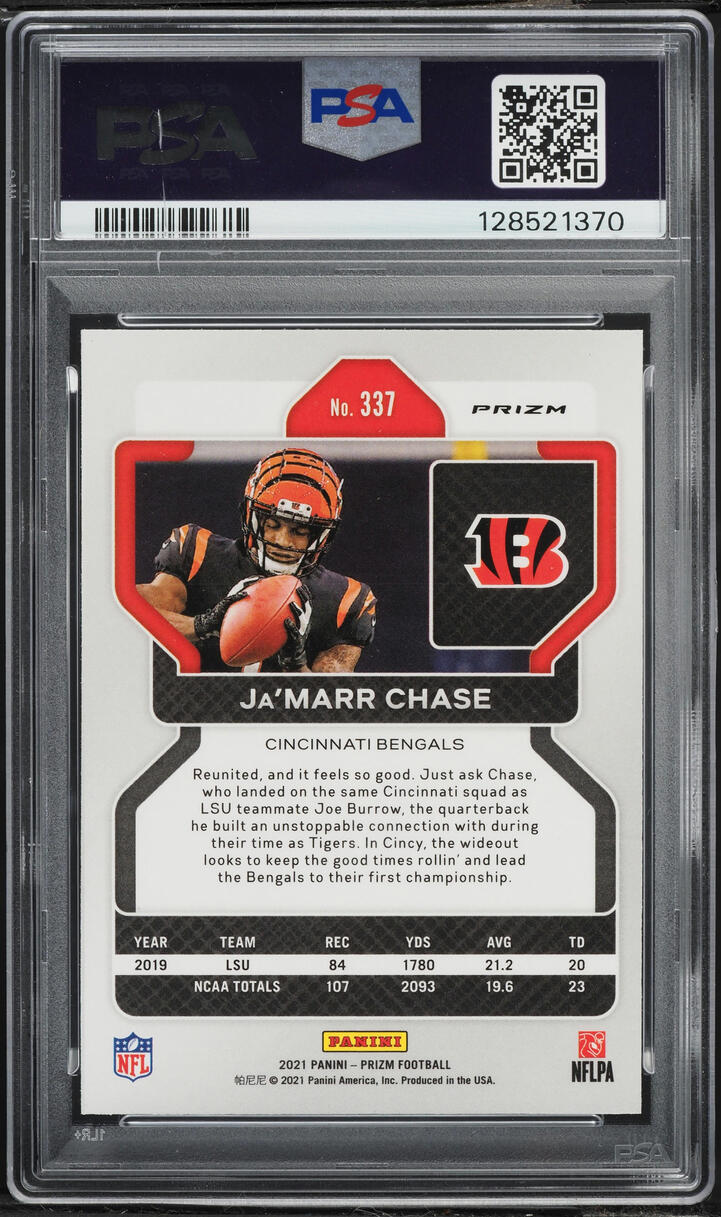 2021 Panini Prizm Red White Blue Ja’Marr Chase ROOKIE #337 PSA 10 GEM MINT