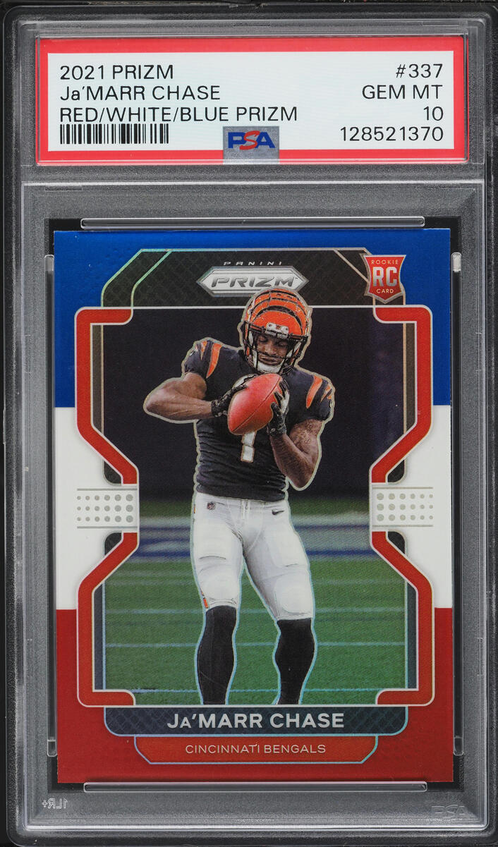 2021 Panini Prizm Red White Blue Ja’Marr Chase ROOKIE #337 PSA 10 GEM MINT