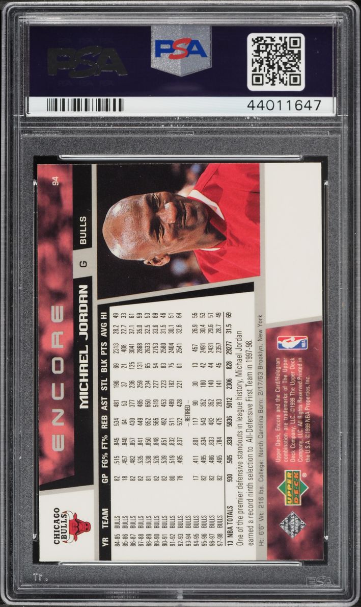 1998 Upper Deck Encore Michael Jordan #94 PSA 10 GEM MINT