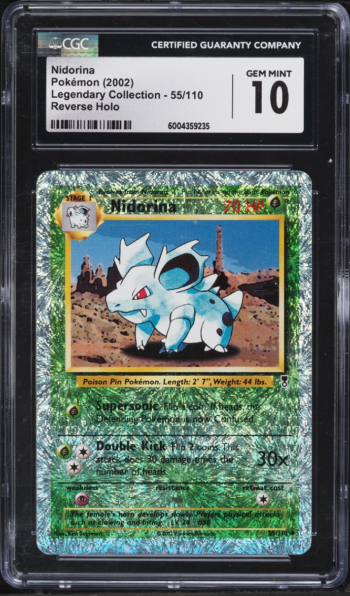 2002 Pokemon Legendary Collection Reverse Holo Nidorina #55 CGC 10 GEM MINT