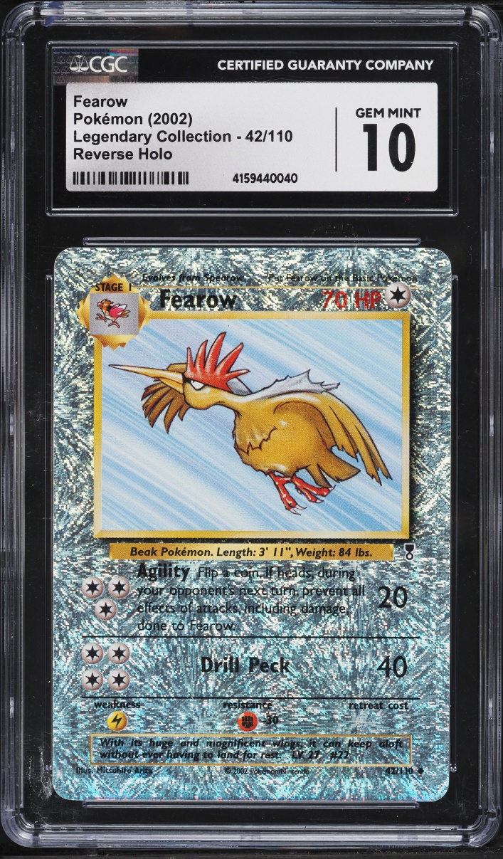 2002 Pokemon Legendary Collection Reverse Holo Fearow #42 CGC 10 GEM MINT