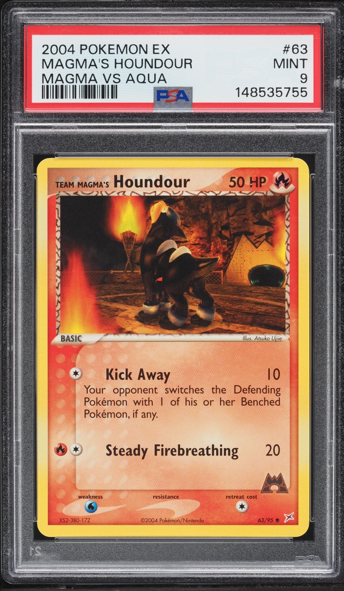2004 Pokemon Ex Team Magma Vs. Aqua Team Magma's Houndour #63 PSA 9 MINT