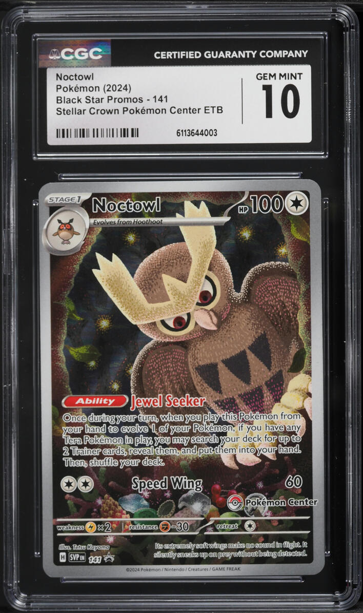 2024 Pokemon Scarlet & Violet Promo Stellar Crown Center Alt Art Noctowl #141 CGC 10 GEM MINT