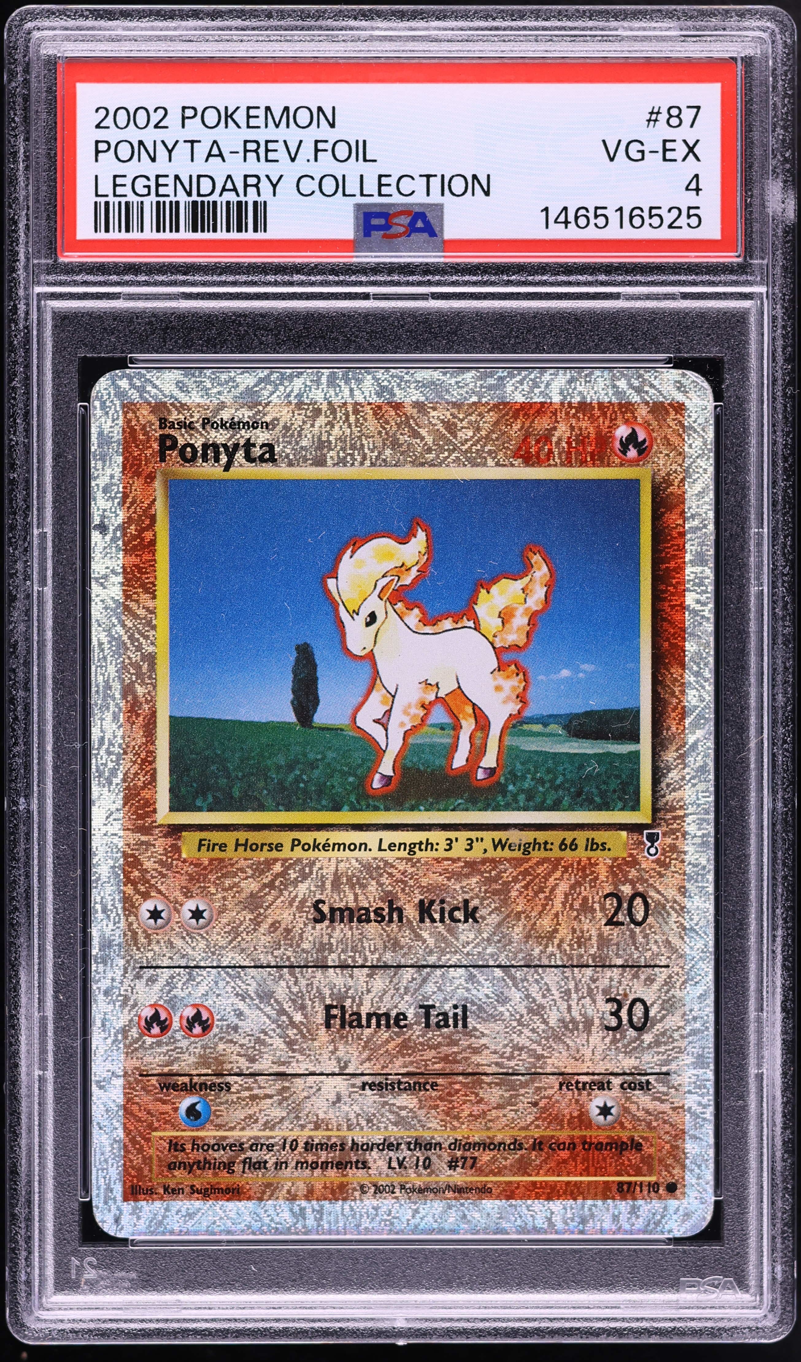 2002 Pokemon Legendary Collection Reverse Holo Ponyta #87 PSA 4 VGEX
