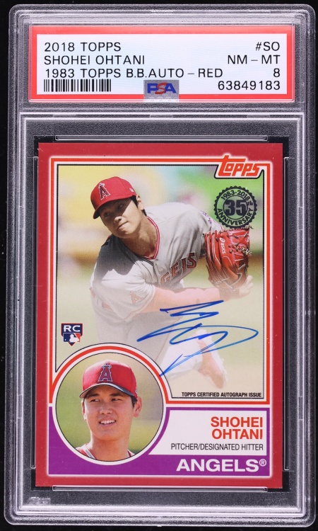 2018 Topps '83 Red Shohei Ohtani ROOKIE AUTO /25 #83A-SO PSA 8 NM-MT