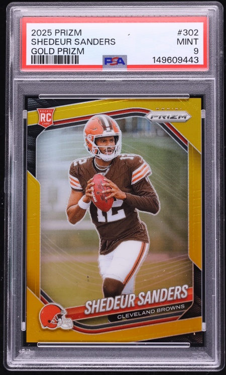 2025 Panini Prizm Gold Shedeur Sanders ROOKIE /10 #302 PSA 9 MINT