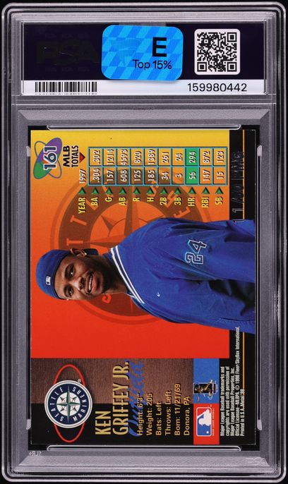 1998 Metal Universe Precious Metal Gems PMG Ken Griffey Jr. /50 #161 PSA 8 NM-MT