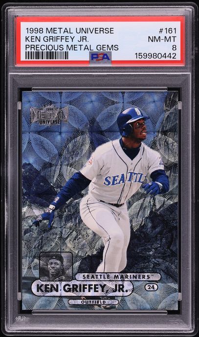 1998 Metal Universe Precious Metal Gems PMG Ken Griffey Jr. /50 #161 PSA 8 NM-MT