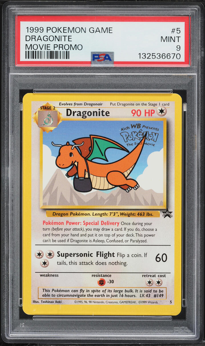 1999 Pokemon Movie Black Star Promo Dragonite #5 PSA 9 MINT