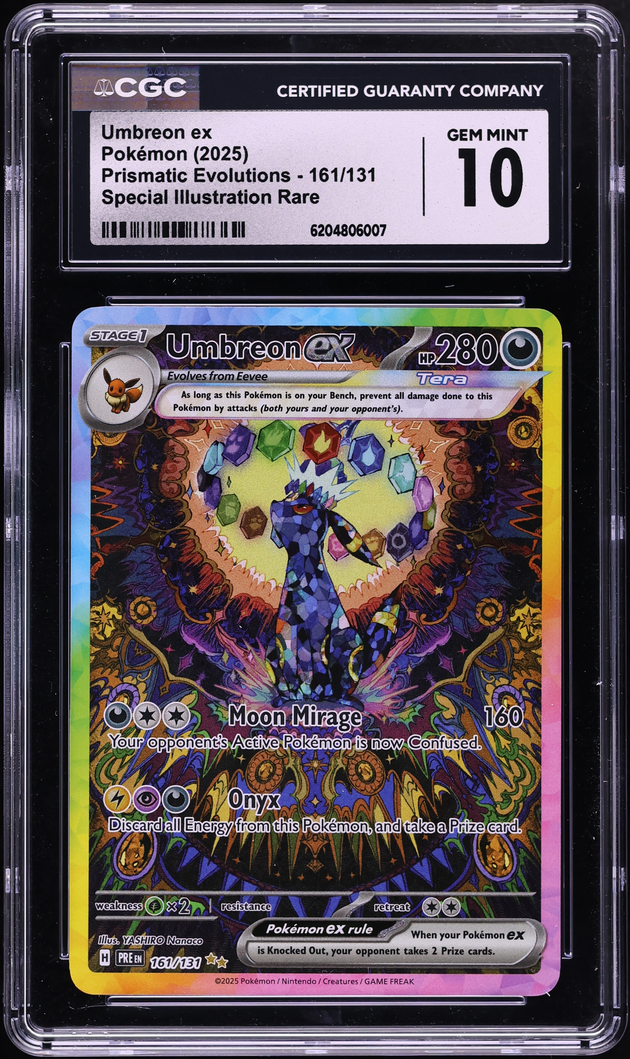 2025 Pokemon Scarlet & Violet Prismatic Evolutions SIR Umbreon ex #161 CGC 10 GEM MINT