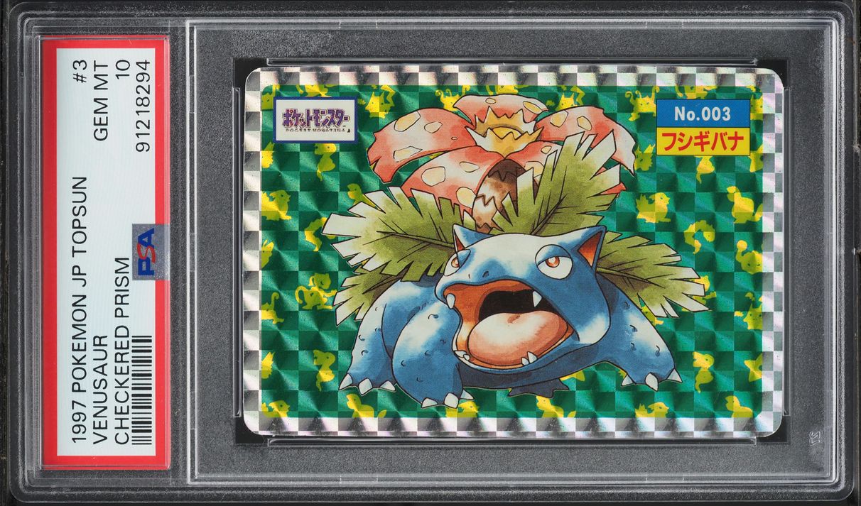 1997 Pokemon Japanese Topsun Checkered Prism Venusaur #3 PSA 10 GEM MINT
