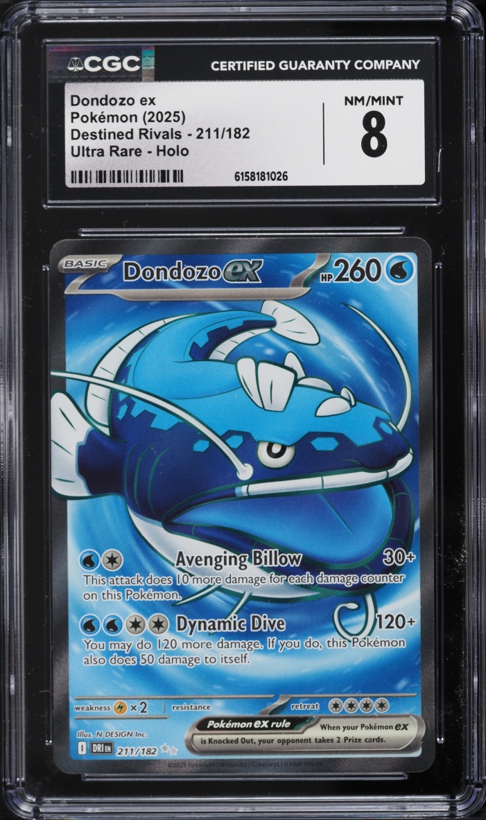 2025 Pokemon Scarlet & Violet Destined Rivals Full Art Dondozo Ex #211 CGC 8 NM-MT