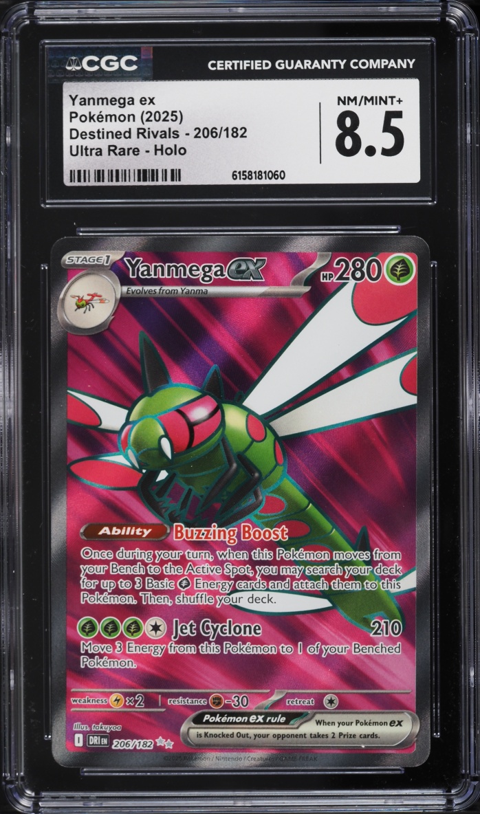 2025 Pokemon Scarlet & Violet Destined Rivals Full Art Yanmega Ex #206 CGC 8.5 NM-MT+