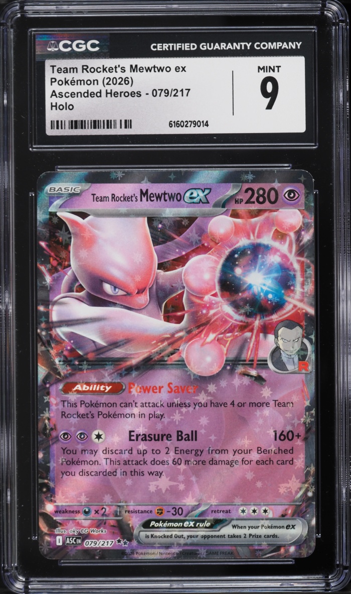2026 Pokemon Mega Evolutions Ascended Heroes Holo Team Rocket's Mewtwo EX #79 CGC 9 MINT