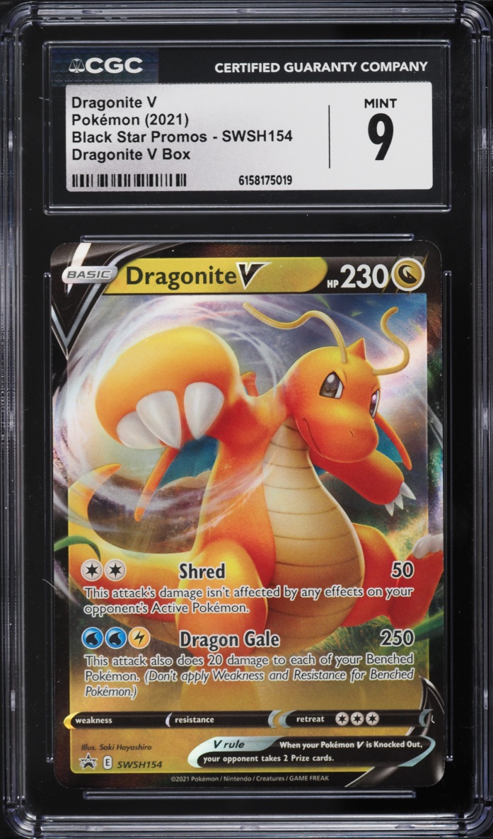 2021 Pokemon Sword & Shield Black Star Promo Dragonite V #SWSH154 CGC 9 MINT