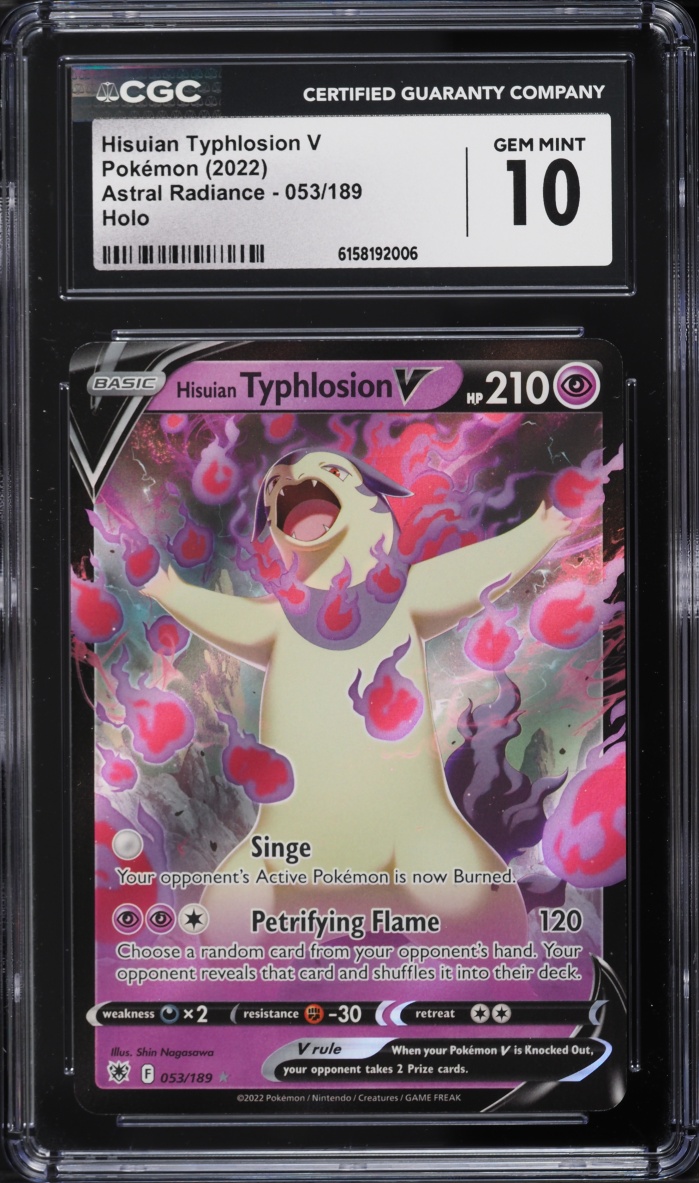 2022 Pokemon Sword & Shield Astral Radiance Holo Hisuian Typhlosion V #53 CGC 10 GEM MINT