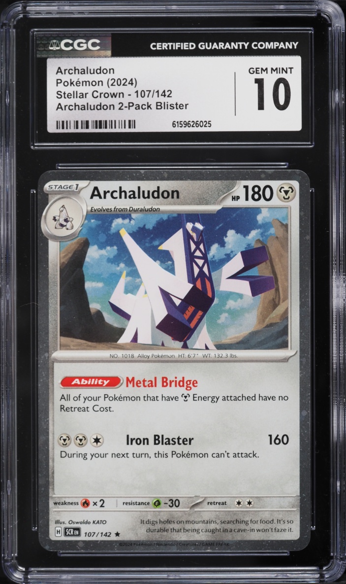 2024 Pokemon Scarlet & Violet Stellar Crown 2-Pack Blister Archaludon #107 CGC 10 GEM MINT
