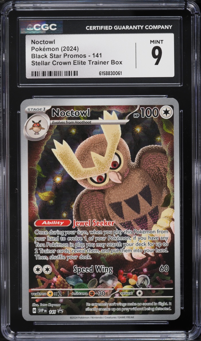 2024 Pokemon Scarlet & Violet Promo Stellar Crown ETB Alt Art Noctowl #141 CGC 9 MINT